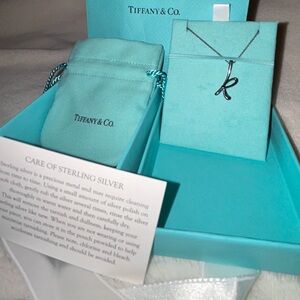 Tiffany & Co. Elsa Peretti Sterling Silver “K” pendant necklace